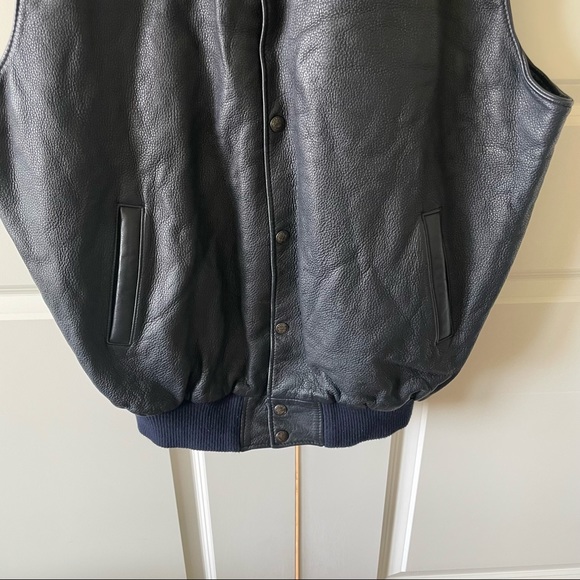 Roots Navy Leather Embroidered USA Vest - Picture 6 of 11